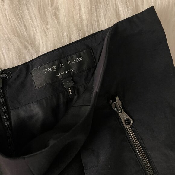 Rag & Bone Zipper Pocket Scoop Hem Black Mini Skirt - Picture 2 of 3